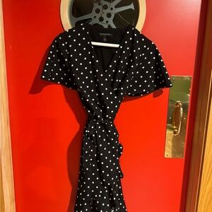 Black Polka Dot Wrap Dress